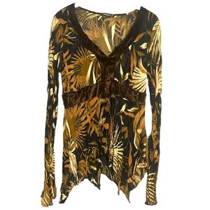Vintage Y2K brown Patterned Blouse